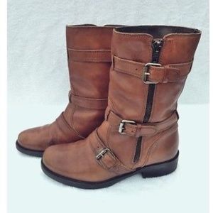 J. Crew Miller Camel Leather Moto Boots
